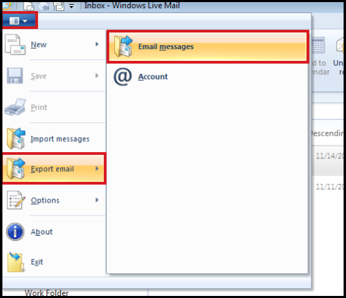 Choose Export Emails