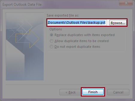 Browse destination to finish